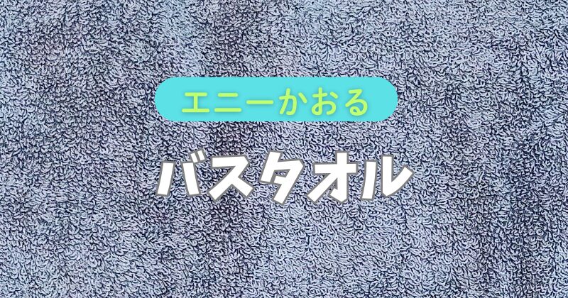 グレー生地に「バスタオル」の文字